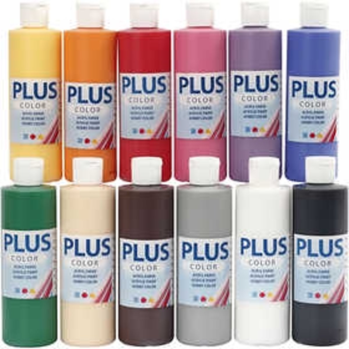 Plus Color acrylverf, klassiek, 12x250ml [HOB-39494]